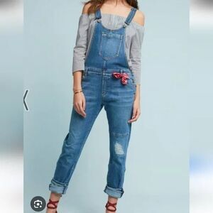Anthropologie Pilcro And The Letter Press Women's Classic Blue Overalls Sz 27